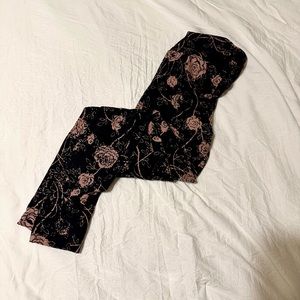 Lularoe Black and Pink Floral Leggings